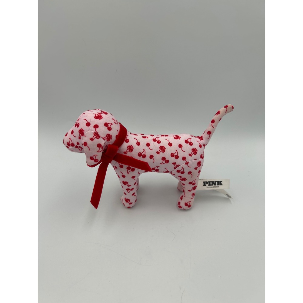 Victorias Secret PINK Plush Dog Mascot Cherry Print Red Velvet Ribbon 2013